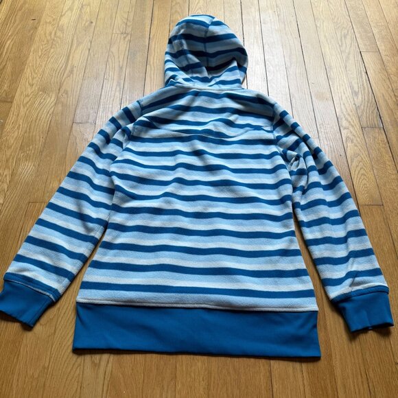 The North Face Size Medium Blue & White Striped Fleece Hooded Full Zip Jacket - Picture 13 of 15